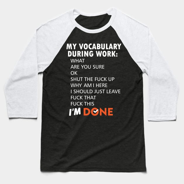 WORK VOCABULARY Baseball T-Shirt by Litho